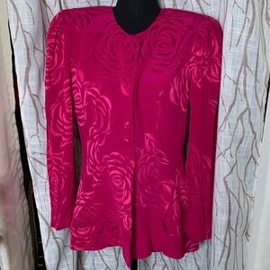 Vintage Vibrant Pink Floral Blazer